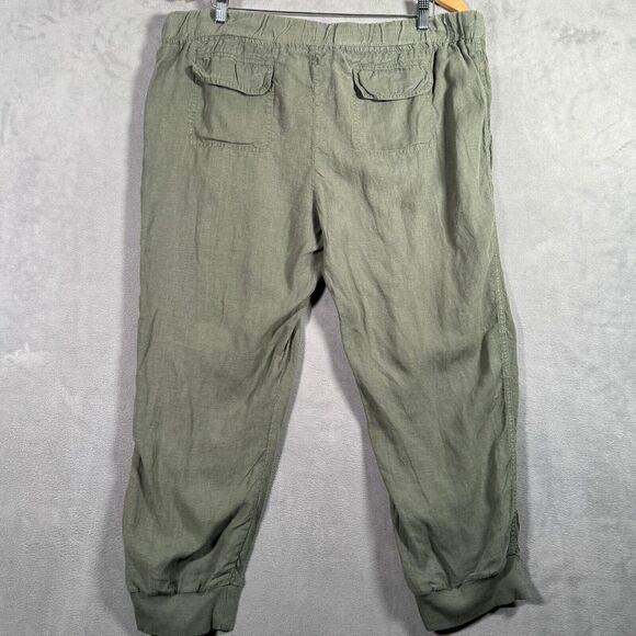 Caslon Jogger Pants Womens XL Petite Olive Green Linen Lightweight Drawstring - Picture 2 of 10